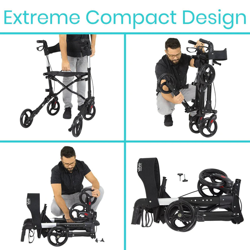 Vive Walker Rollator - Lightweight Foldable Walking Transport
