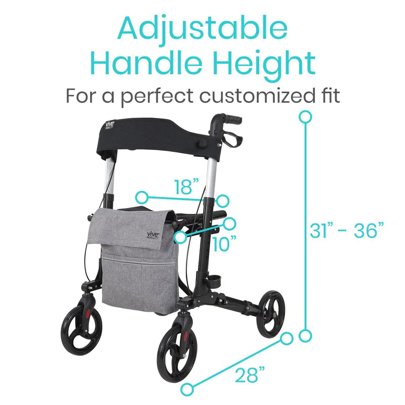Vive Walker Rollator - Lightweight Foldable Walking Transport