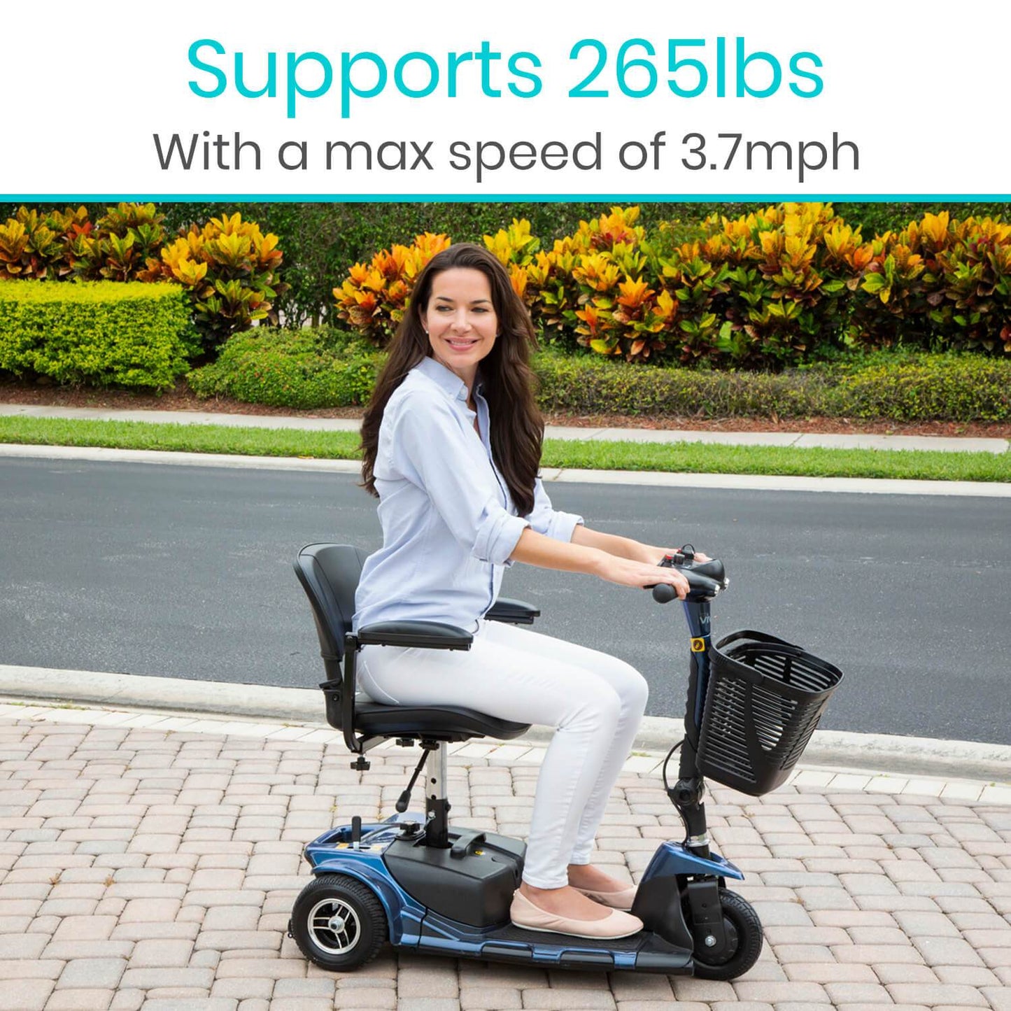 Vive 3 Wheel Mobility Scooter - Electric Long Range Powered Wheelchair