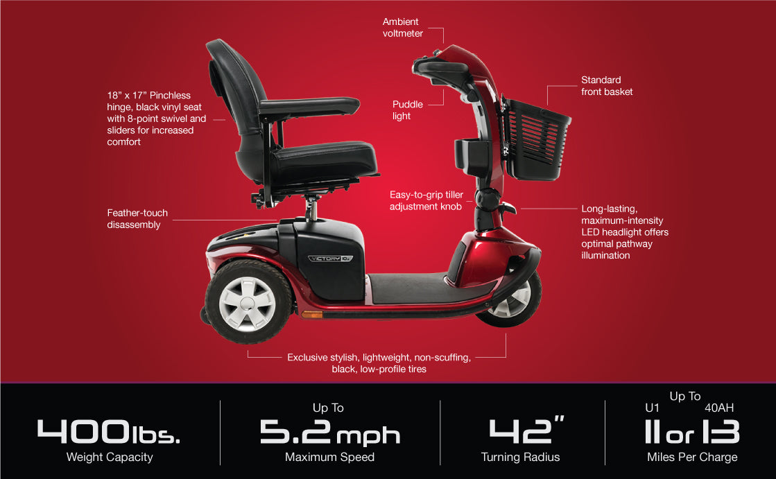 Pride Mobility Victory® 10.2 3-Wheel Mobility Scooter