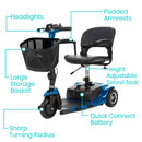 3 Wheel Mobility Scooter - Electric Long Range Powered Wheelchair