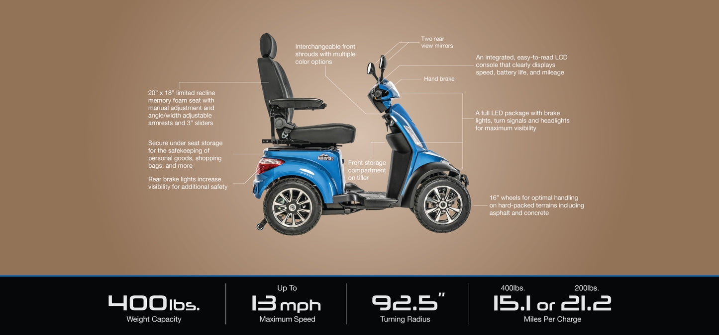 Pride Baja® Raptor 2 4-Wheel Outdoor Mobility Scooter