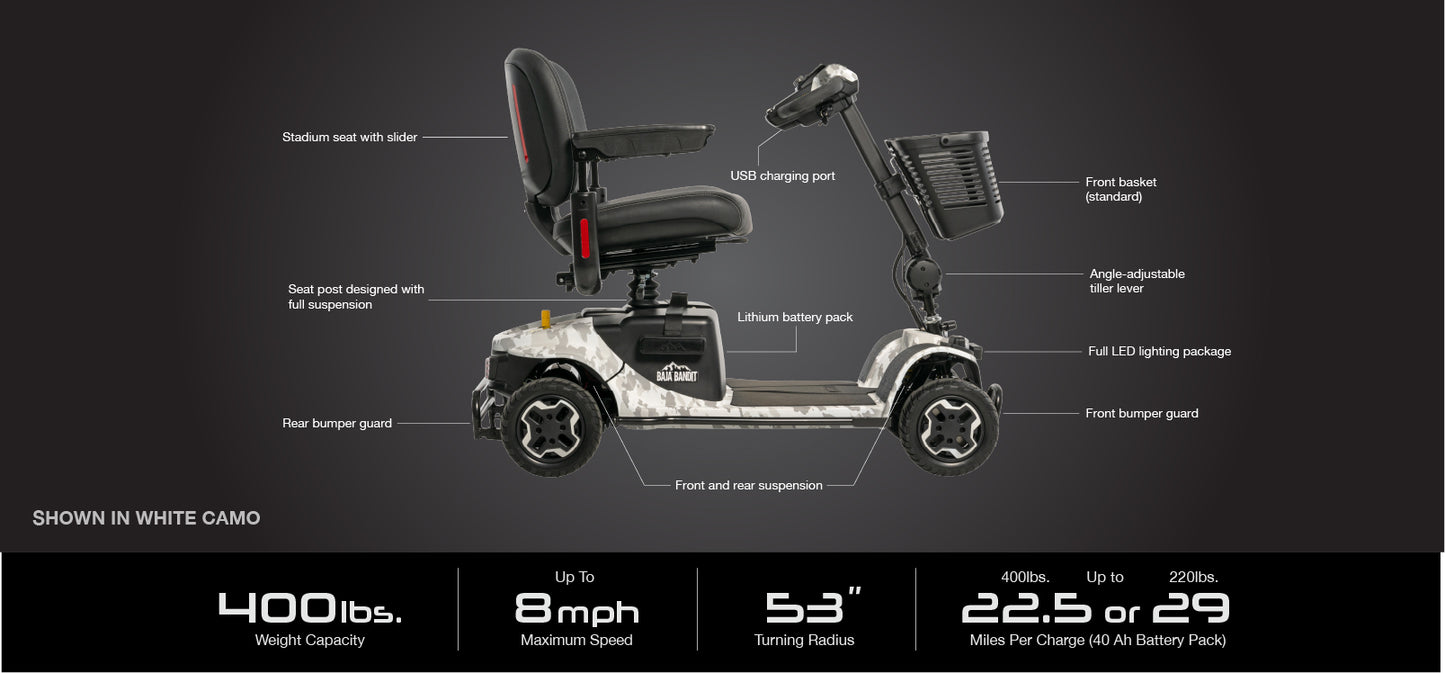 Pride Baja® 4-Wheel Outdoor Mobility Scooter